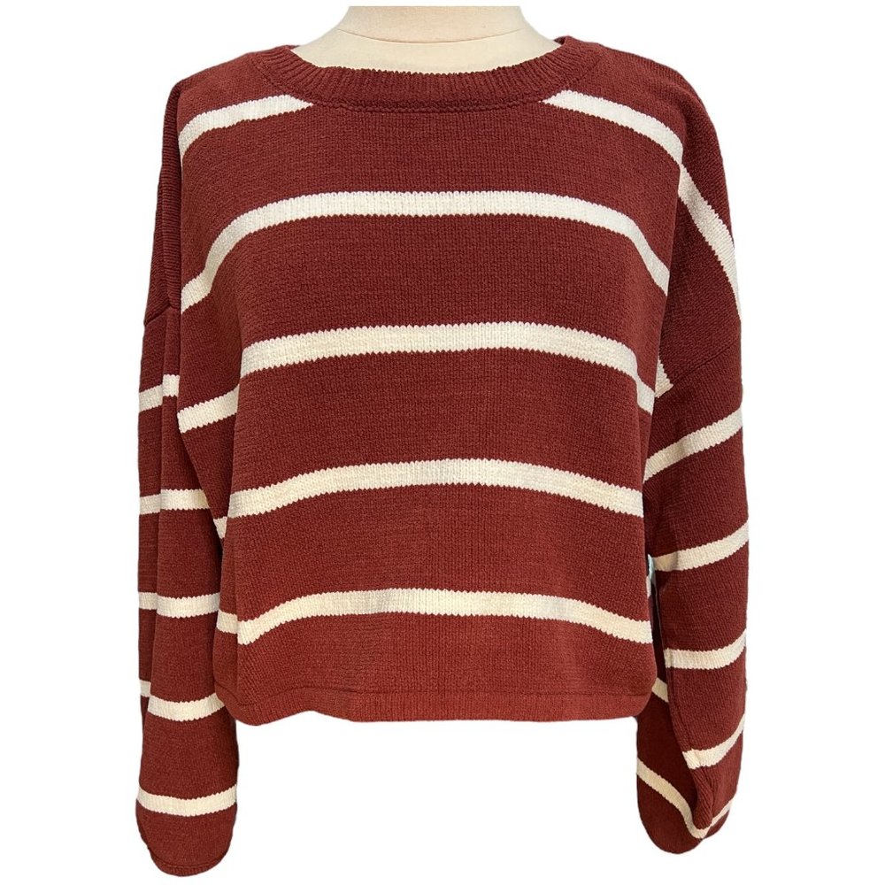 Cropped, oversized striped sweater